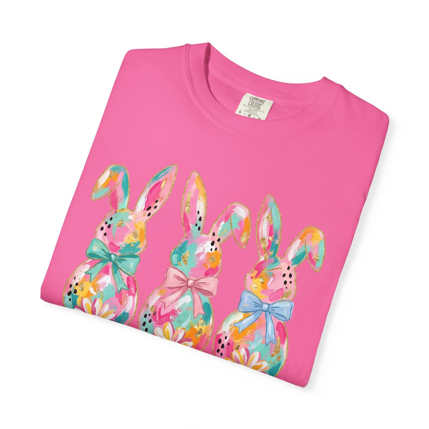 Colorful Watercolor Bunny Trio Happy Easter T-shirt | Easter Spring Tee
