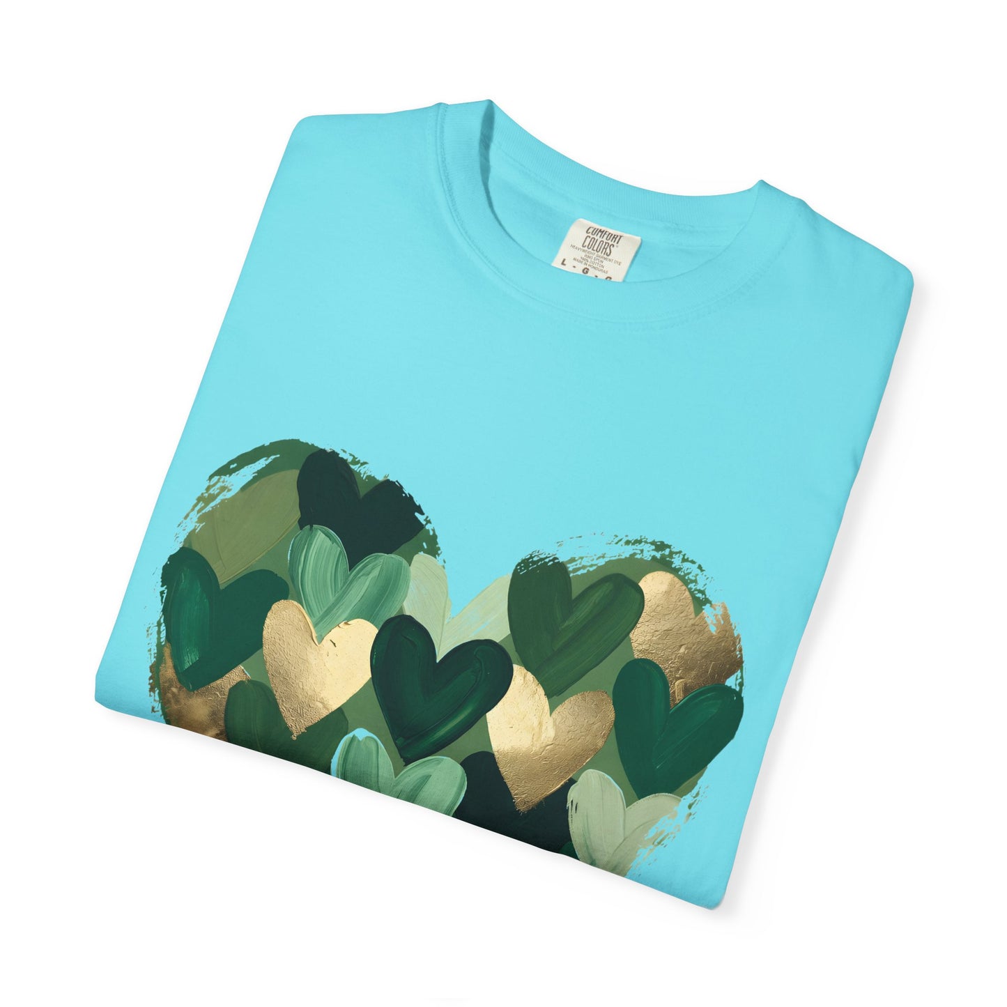 Green Heart Pattern T-Shirt | Camouflage Hearts Graphic Tee