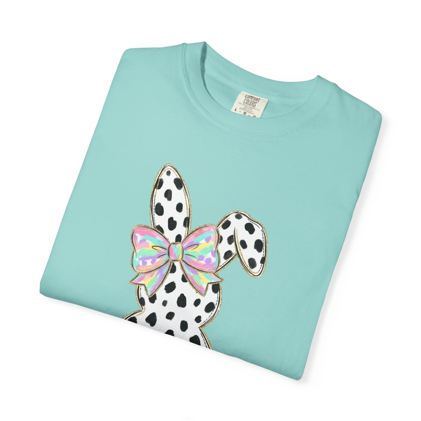 Polka Dot Bunny with Bow T-Shirt | Heart Patch Easter Tee