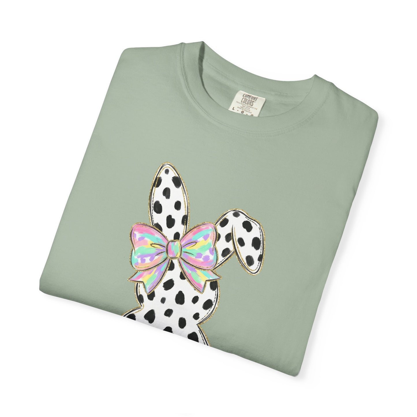 Polka Dot Bunny with Bow T-Shirt | Heart Patch Easter Tee