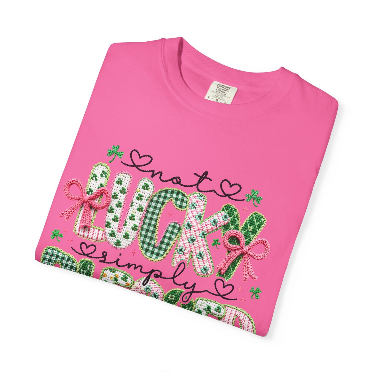 Not Lucky Simply Blessed Shirt | Christian St Patrick Day Tee ,Coquette  Pink  Bow Clover Plaid Ribbon Top, Romans 4:7-8 Faith Shirt
