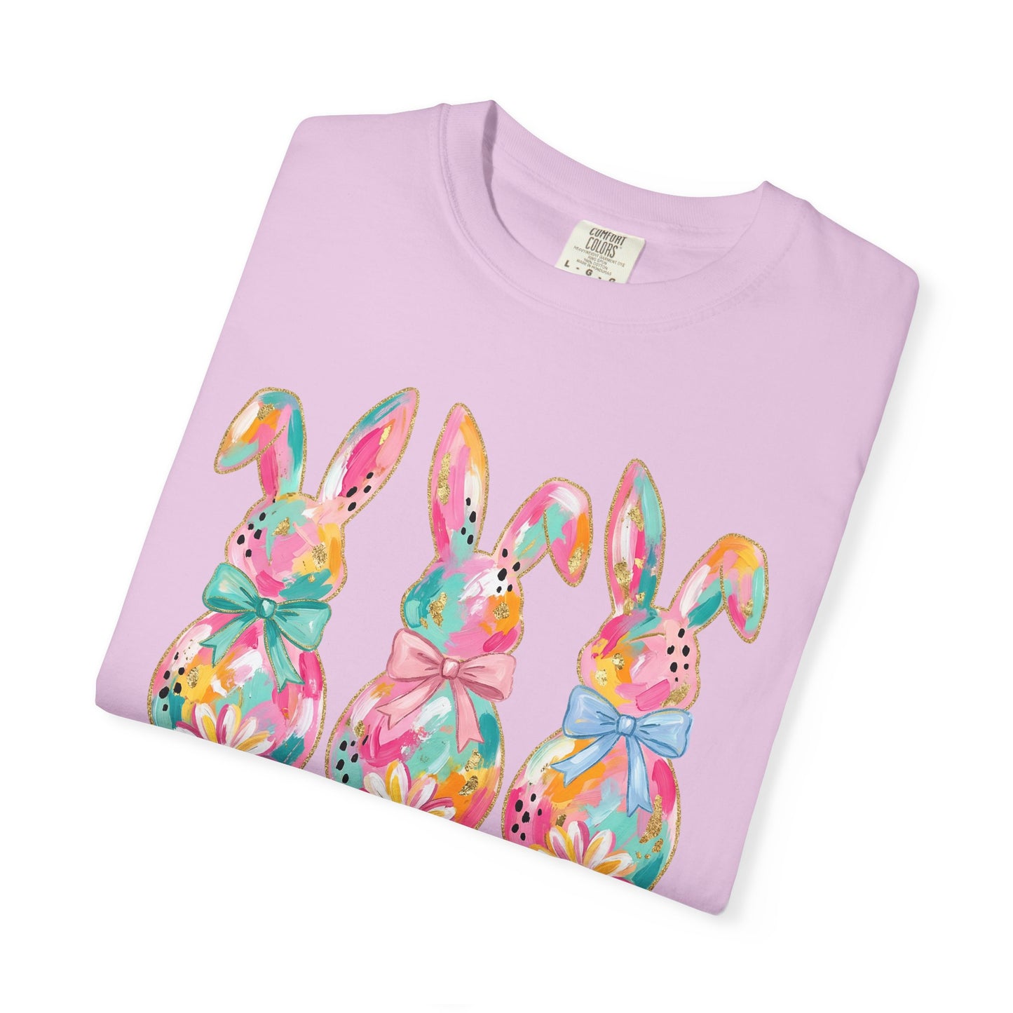 Colorful Watercolor Bunny Trio Happy Easter T-shirt | Easter Spring Tee