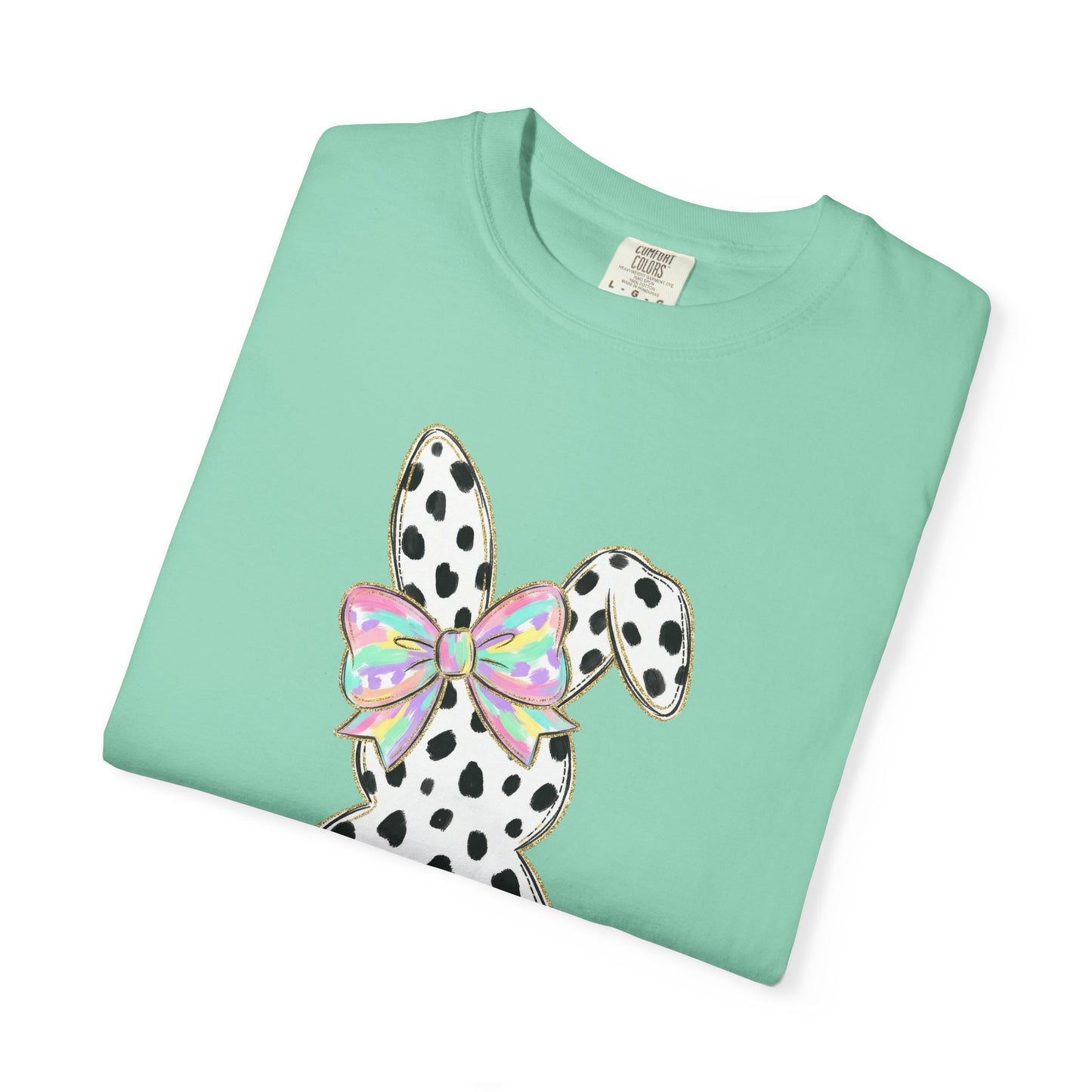 Polka Dot Bunny with Bow T-Shirt | Heart Patch Easter Tee
