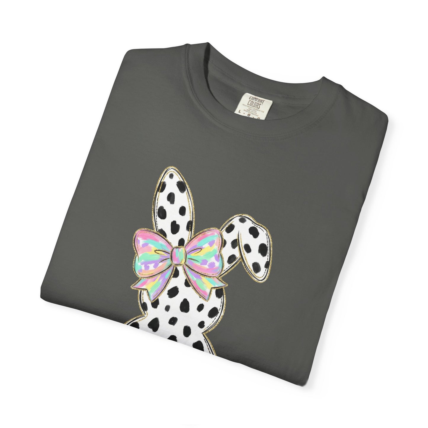 Polka Dot Bunny with Bow T-Shirt | Heart Patch Easter Tee