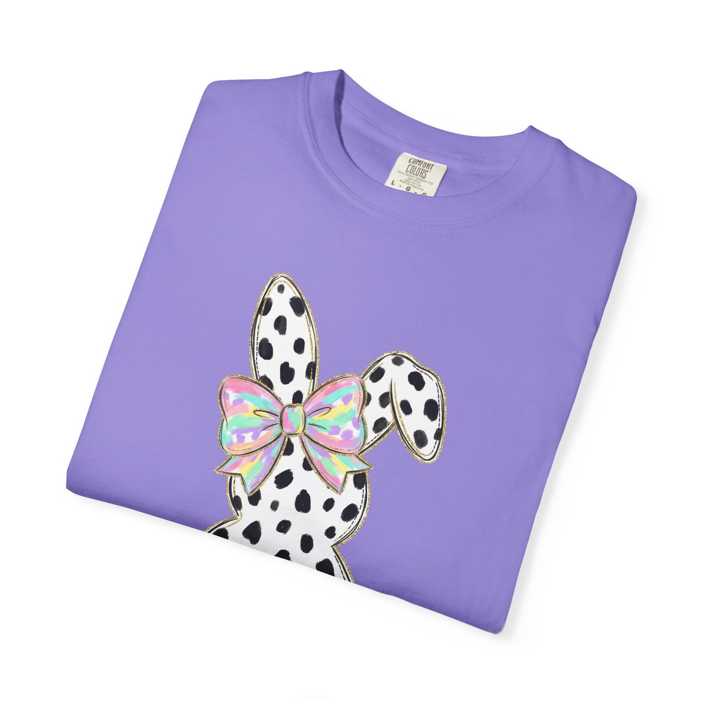 Polka Dot Bunny with Bow T-Shirt | Heart Patch Easter Tee