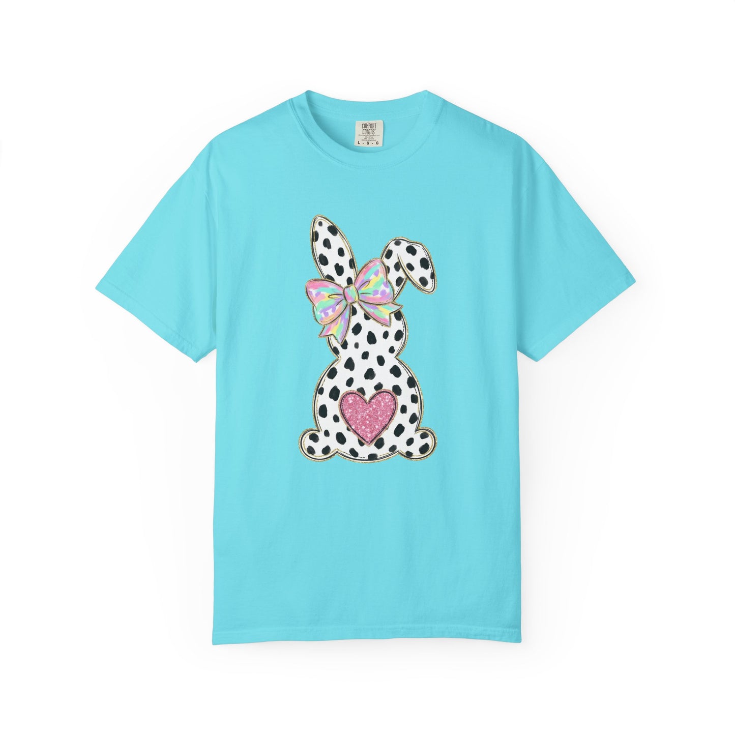 Polka Dot Bunny with Bow T-Shirt | Heart Patch Easter Tee