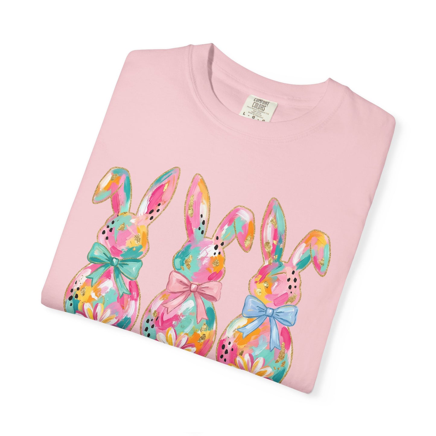 Colorful Watercolor Bunny Trio Happy Easter T-shirt | Easter Spring Tee