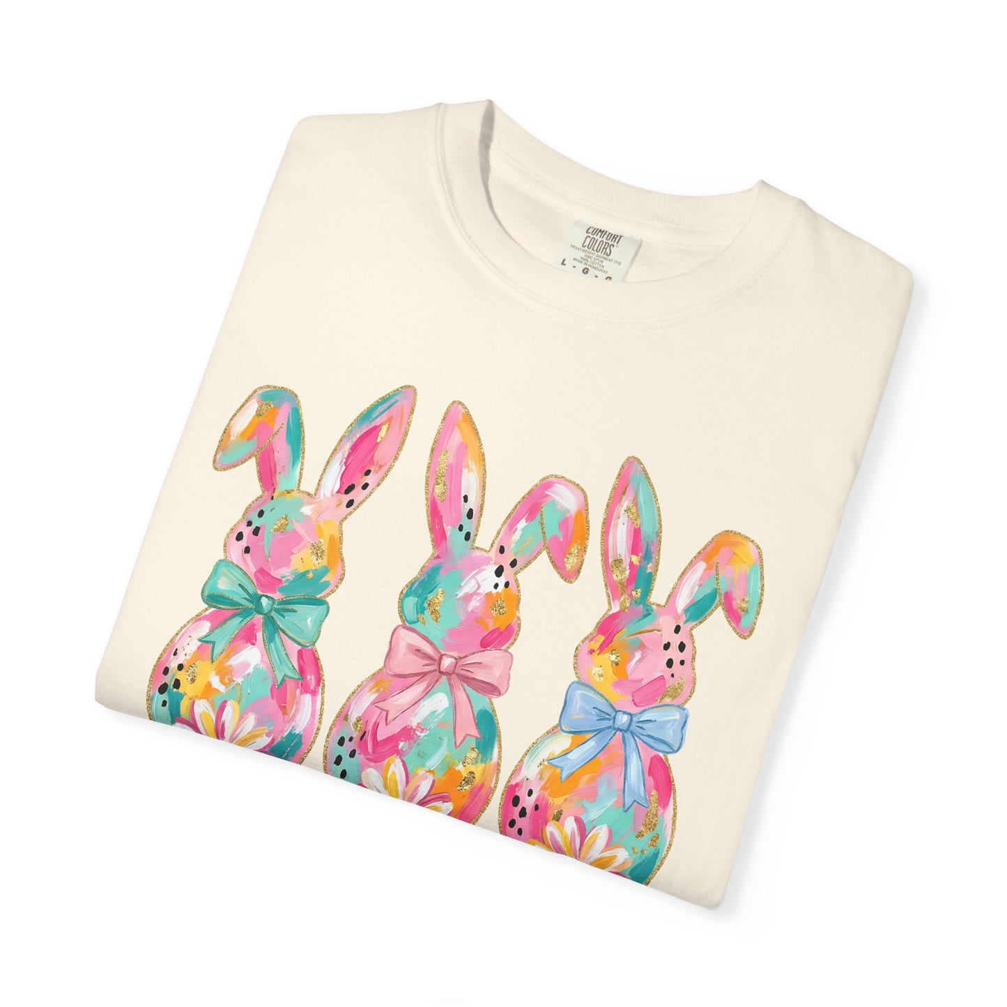 Colorful Watercolor Bunny Trio Happy Easter T-shirt | Easter Spring Tee