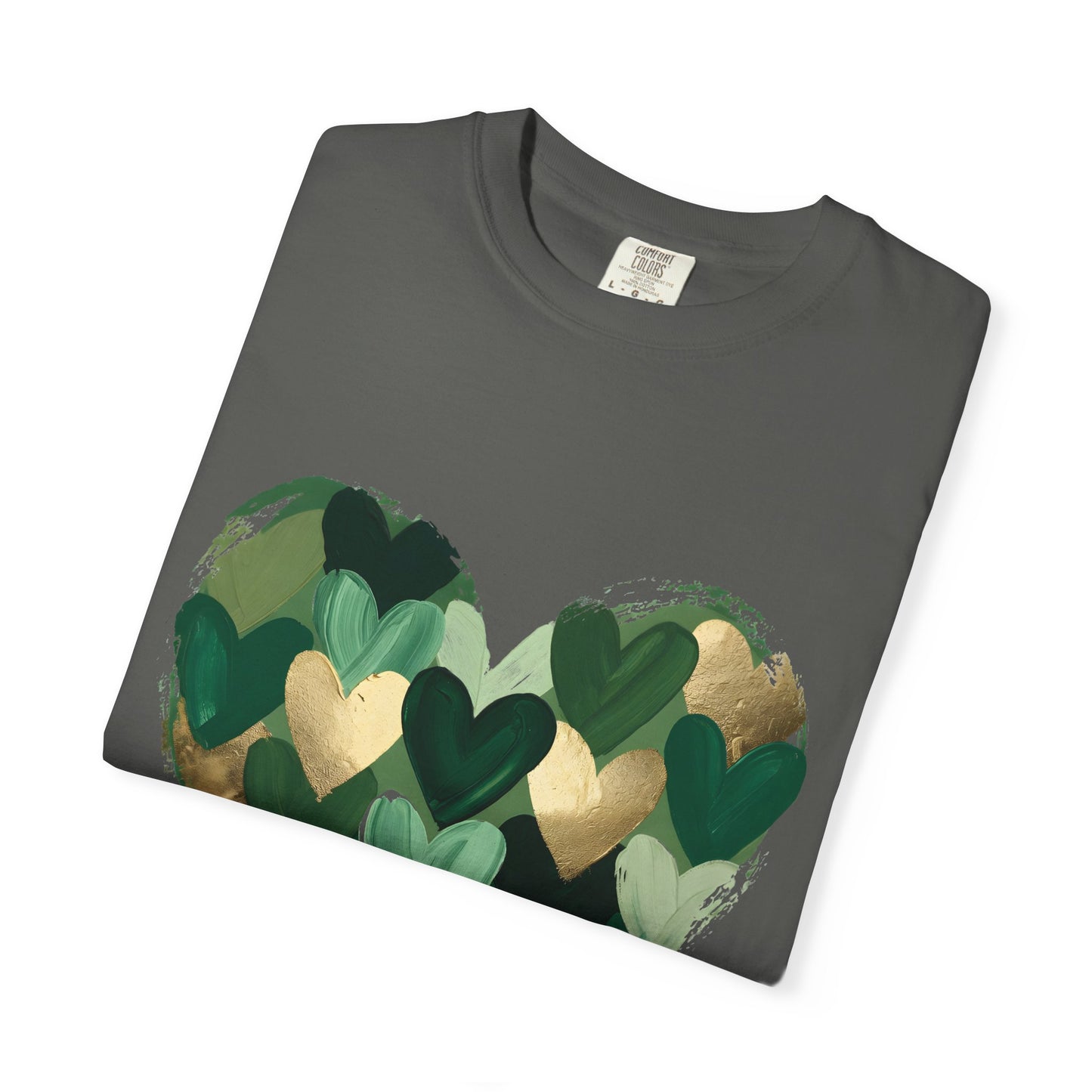 Green Heart Pattern T-Shirt | Camouflage Hearts Graphic Tee
