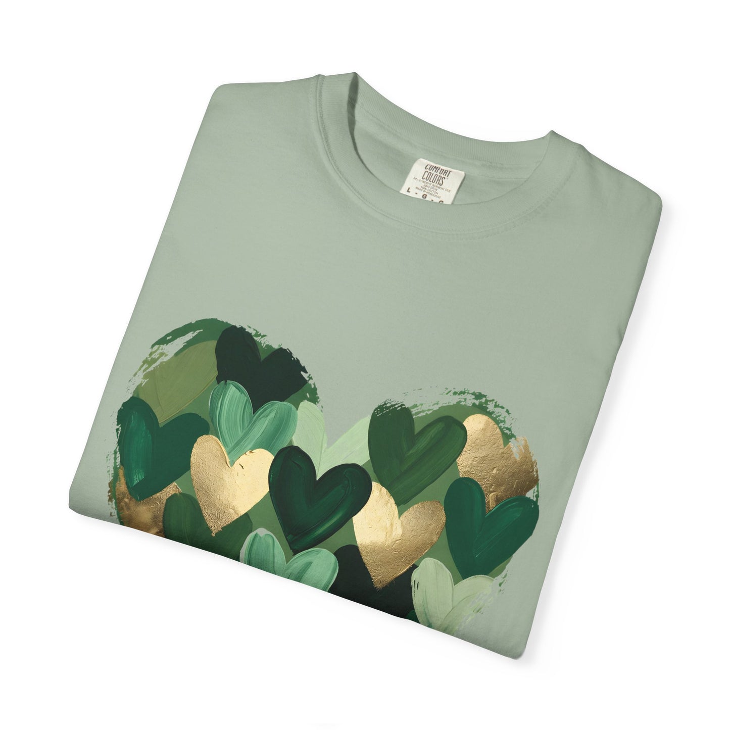 Green Heart Pattern T-Shirt | Camouflage Hearts Graphic Tee