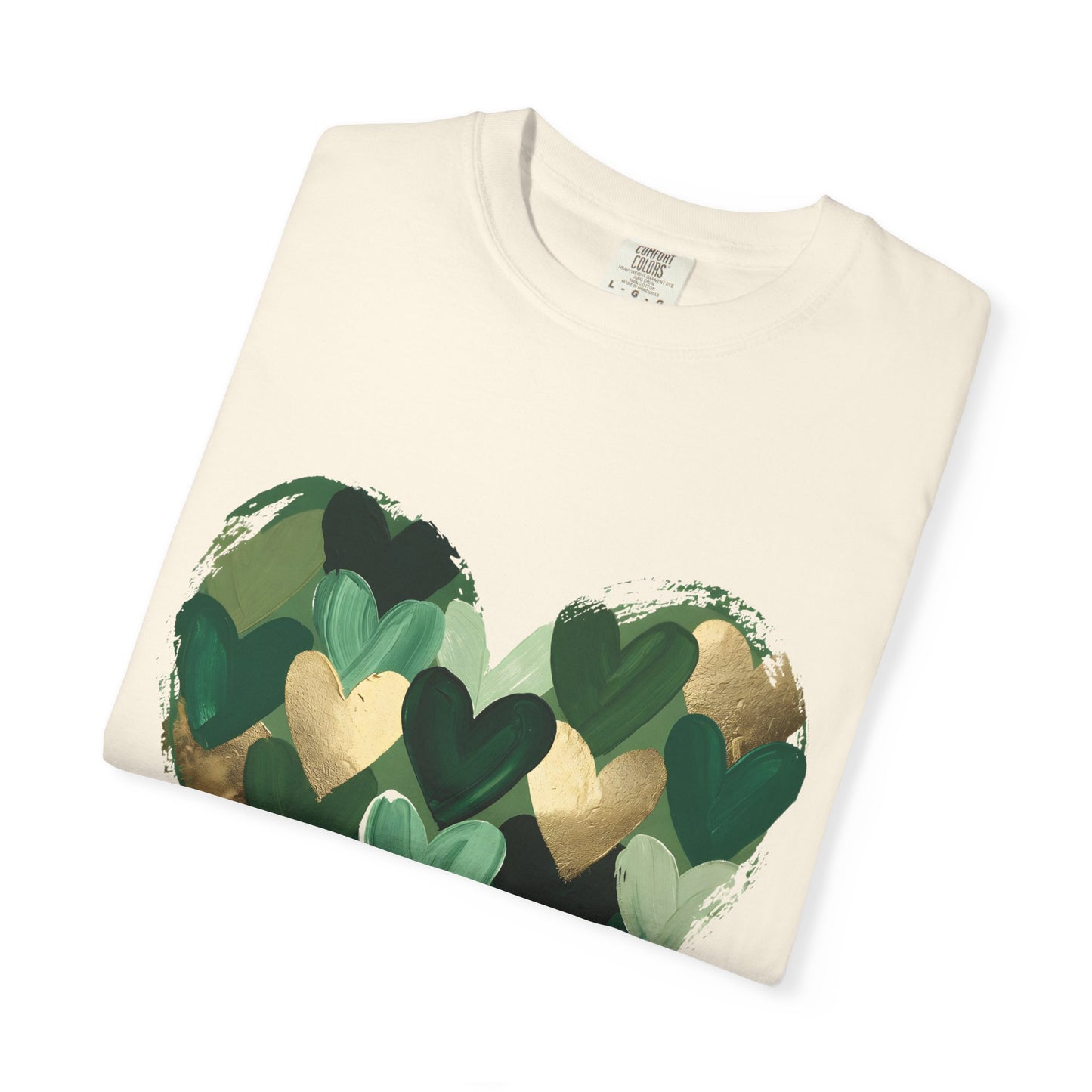 Green Heart Pattern T-Shirt | Camouflage Hearts Graphic Tee