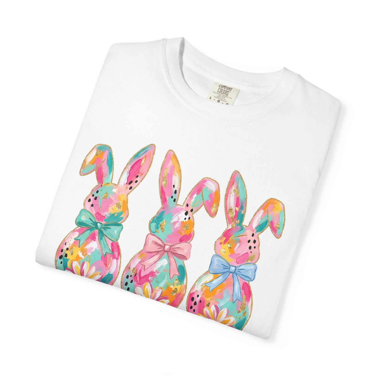 Colorful Watercolor Bunny Trio Happy Easter T-shirt | Easter Spring Tee