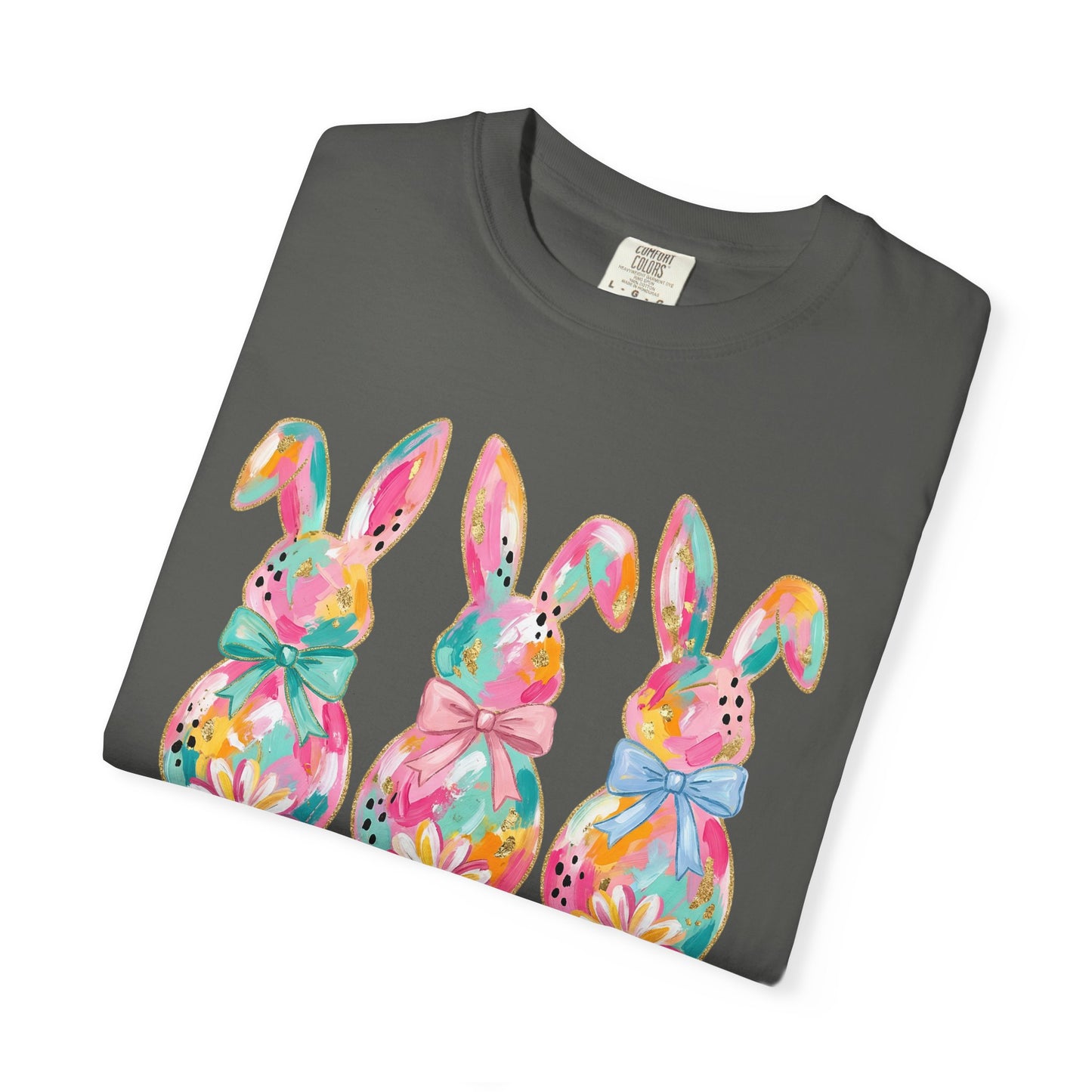 Colorful Watercolor Bunny Trio Happy Easter T-shirt | Easter Spring Tee