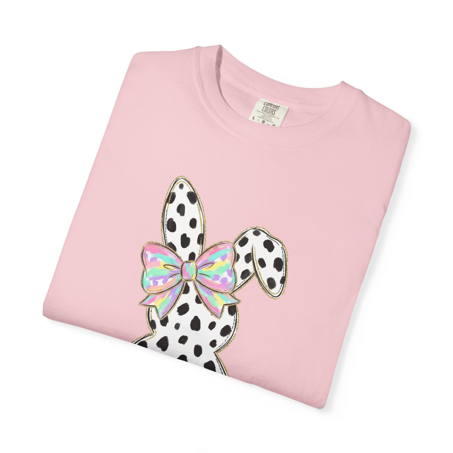 Polka Dot Bunny with Bow T-Shirt | Heart Patch Easter Tee