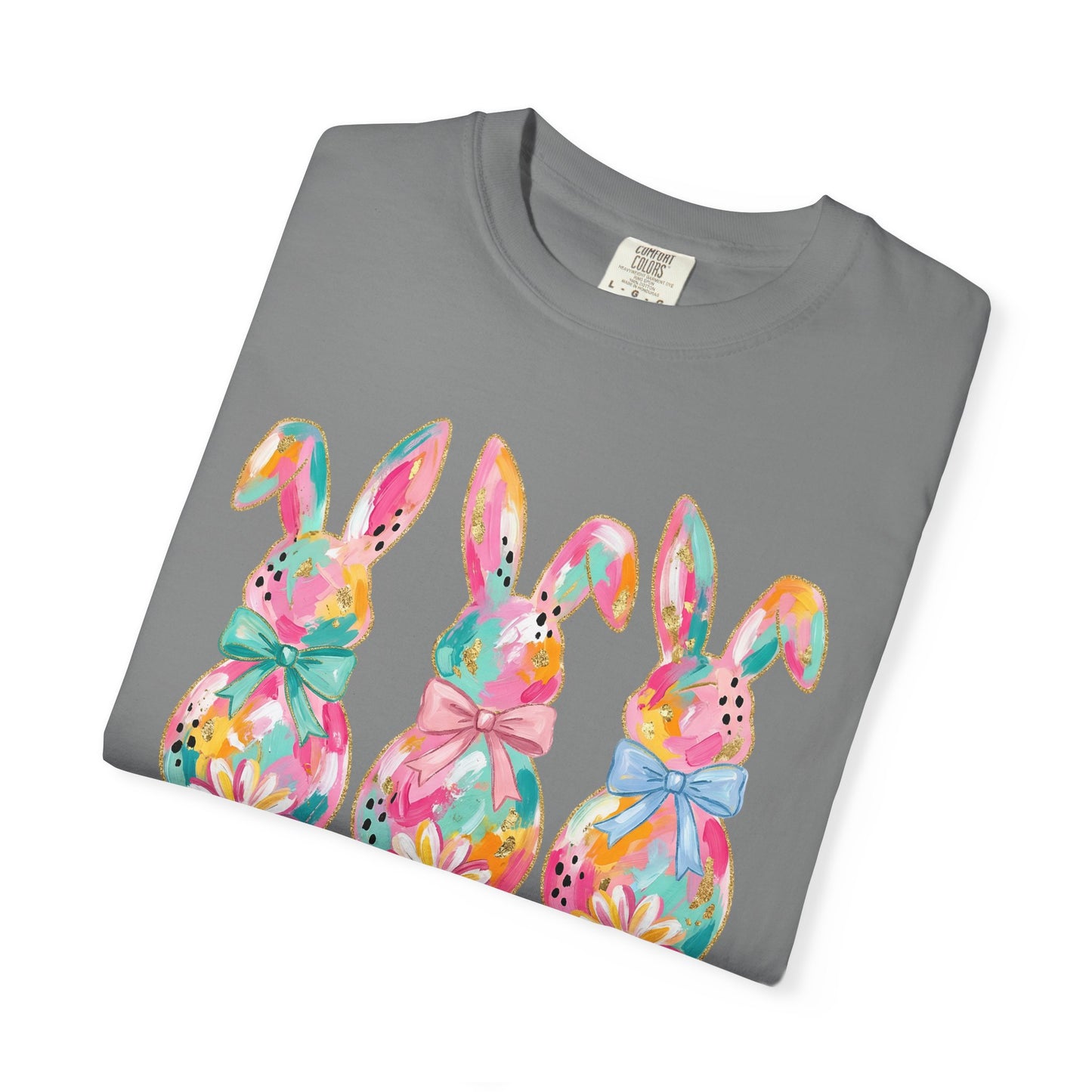 Colorful Watercolor Bunny Trio Happy Easter T-shirt | Easter Spring Tee