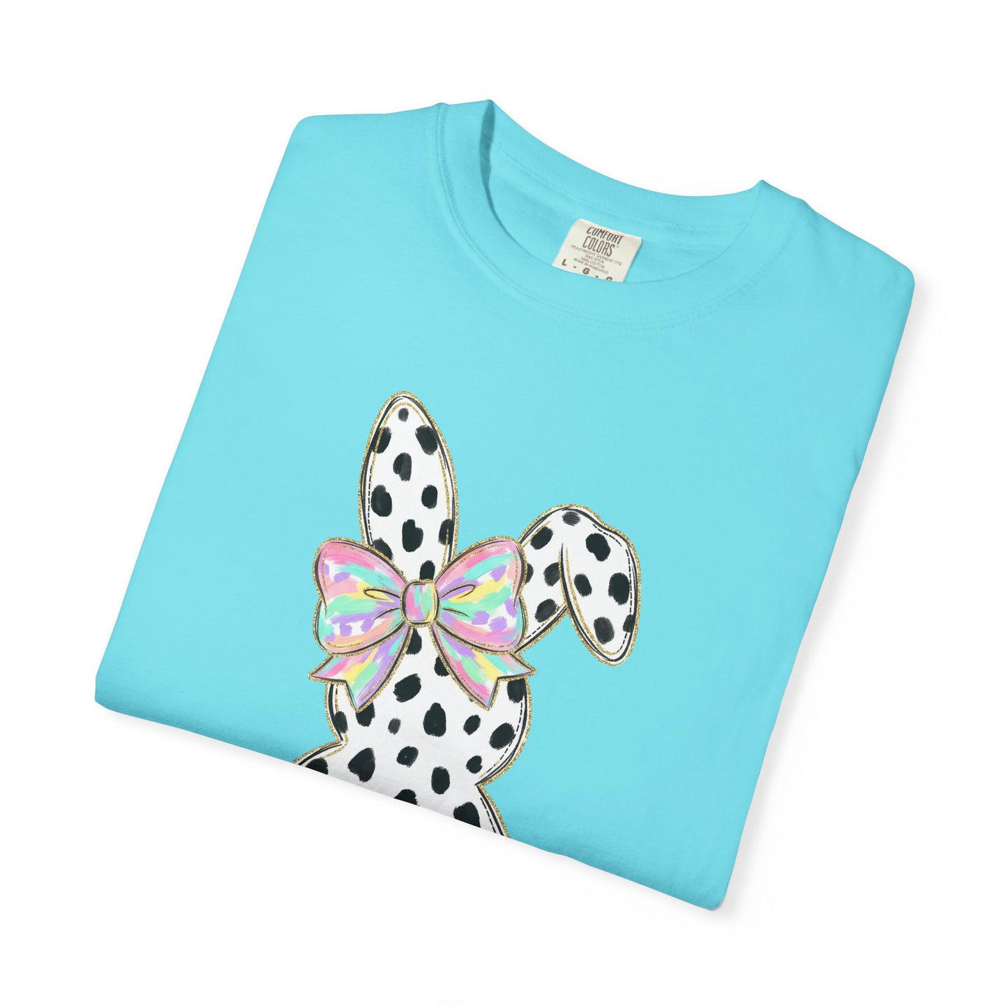 Polka Dot Bunny with Bow T-Shirt | Heart Patch Easter Tee