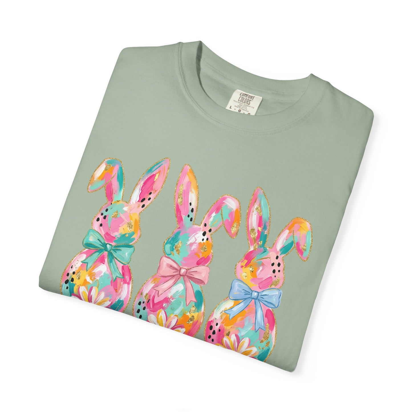 Colorful Watercolor Bunny Trio Happy Easter T-shirt | Easter Spring Tee