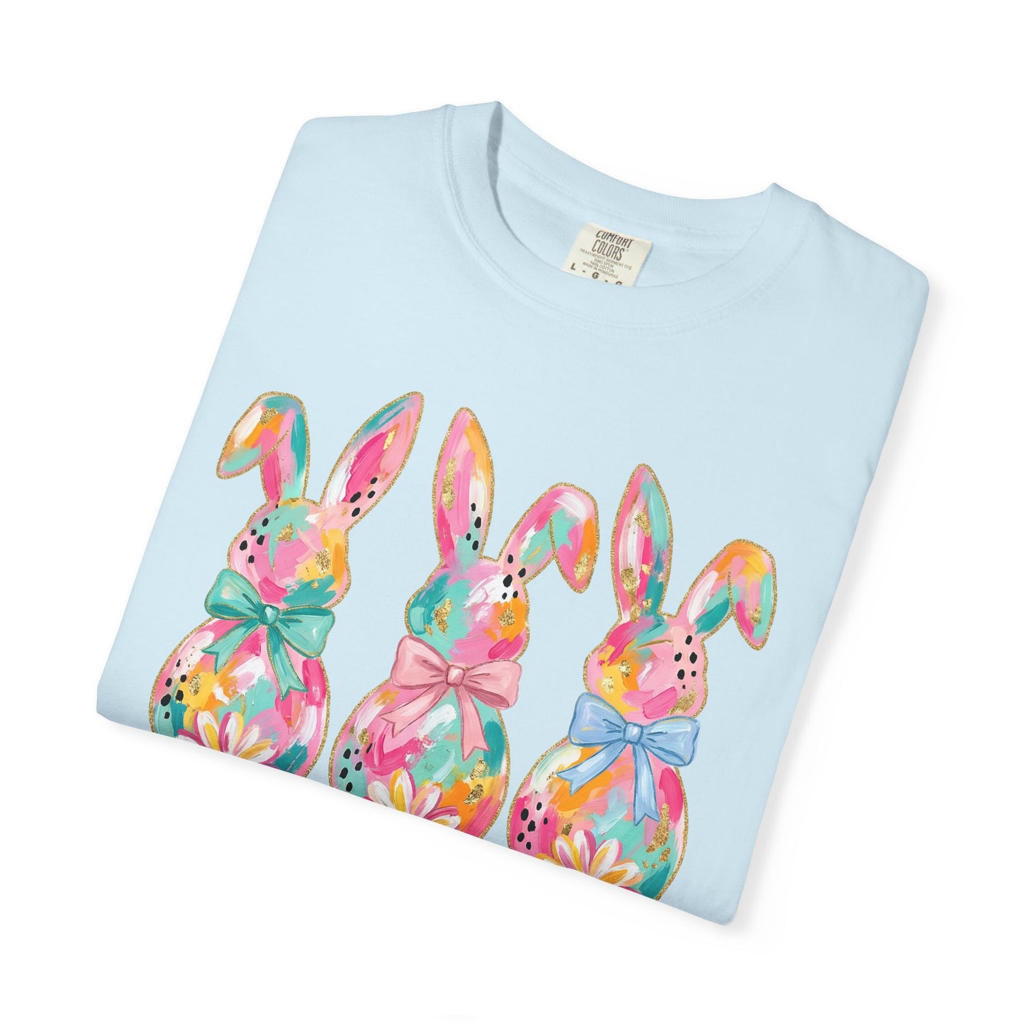Colorful Watercolor Bunny Trio Happy Easter T-shirt | Easter Spring Tee