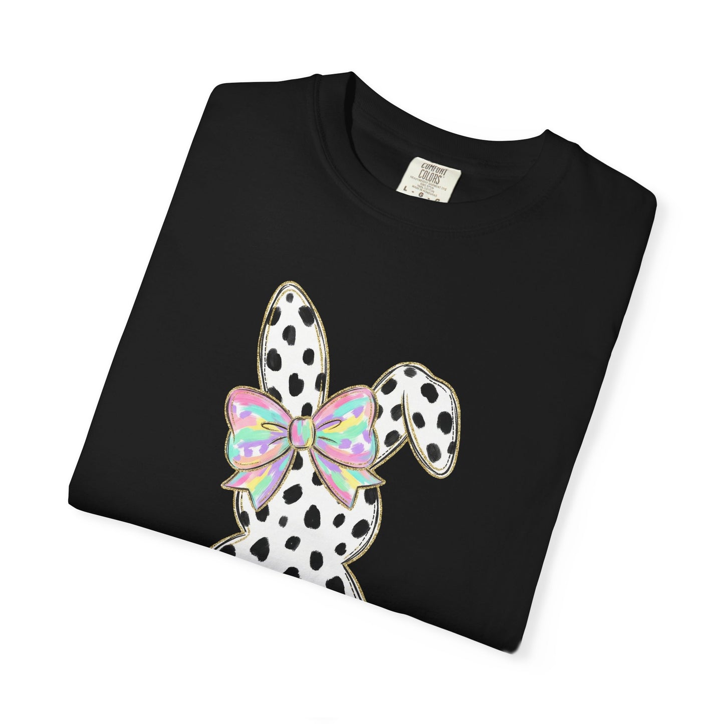Polka Dot Bunny with Bow T-Shirt | Heart Patch Easter Tee