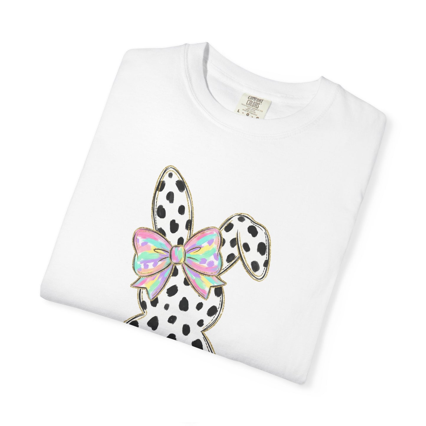 Polka Dot Bunny with Bow T-Shirt | Heart Patch Easter Tee