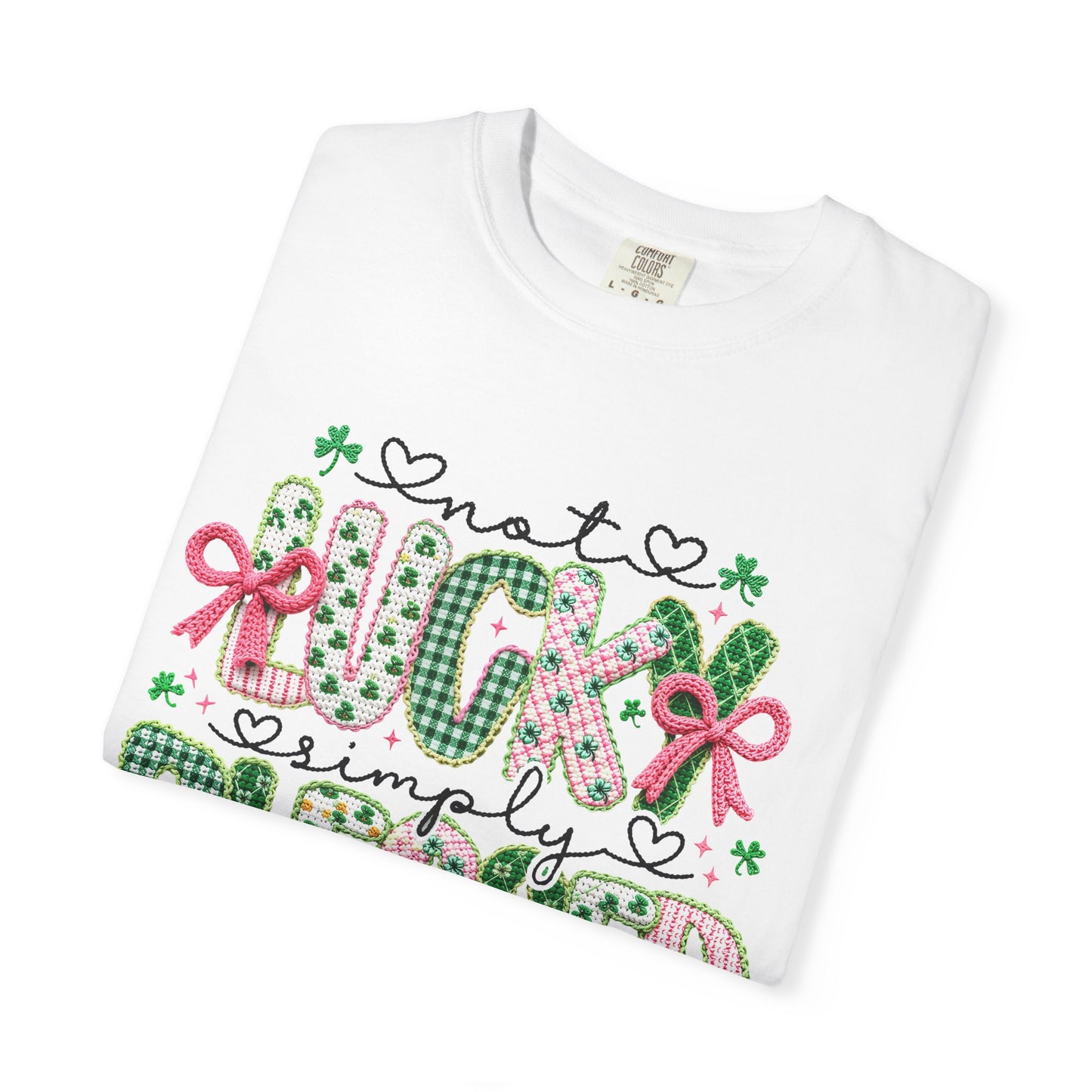 Not Lucky Simply Blessed Shirt | Christian St Patrick Day Tee ,Coquette  Pink  Bow Clover Plaid Ribbon Top, Romans 4:7-8 Faith Shirt