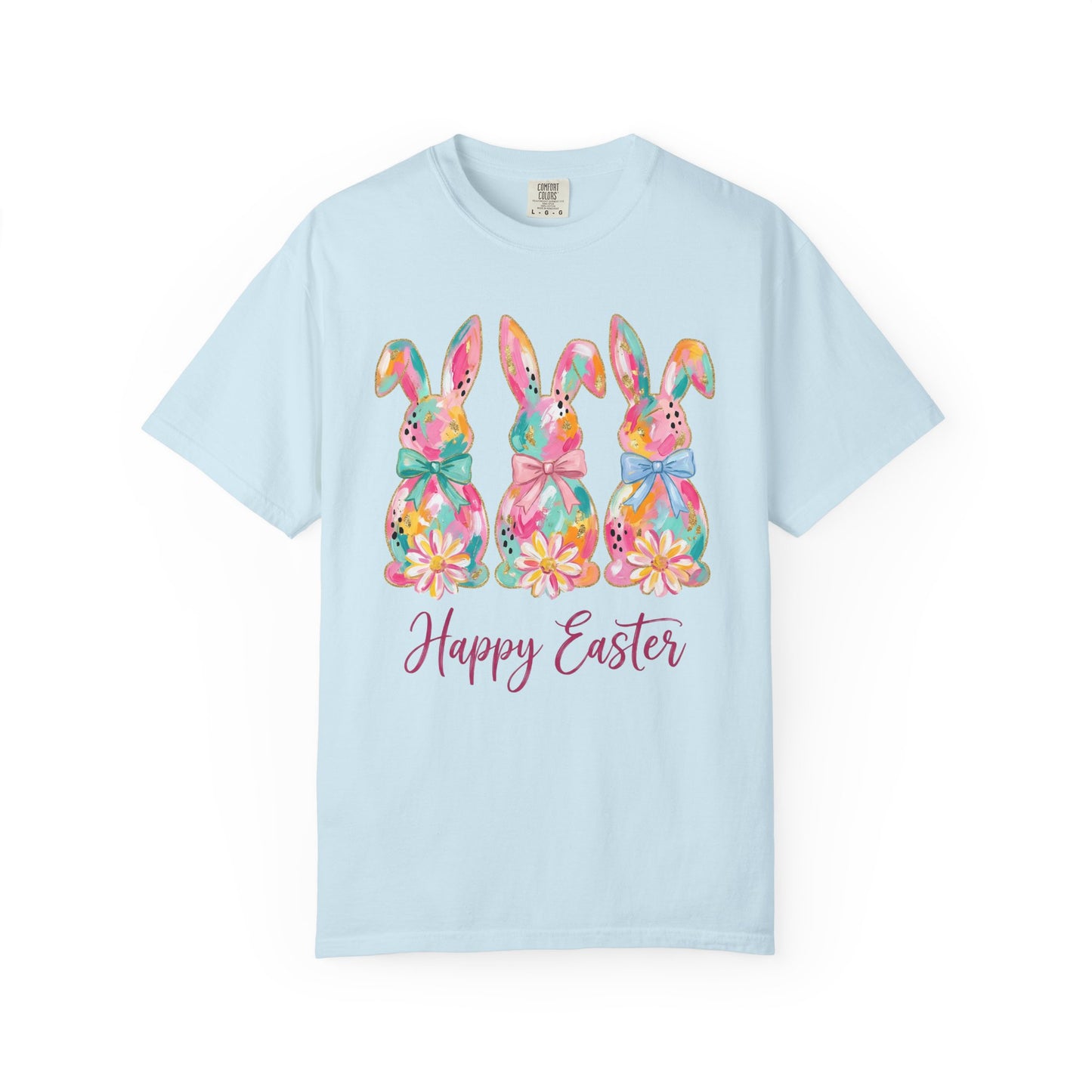 Colorful Watercolor Bunny Trio Happy Easter T-shirt | Easter Spring Tee