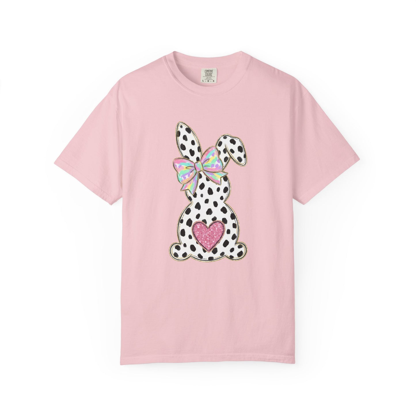 Polka Dot Bunny with Bow T-Shirt | Heart Patch Easter Tee