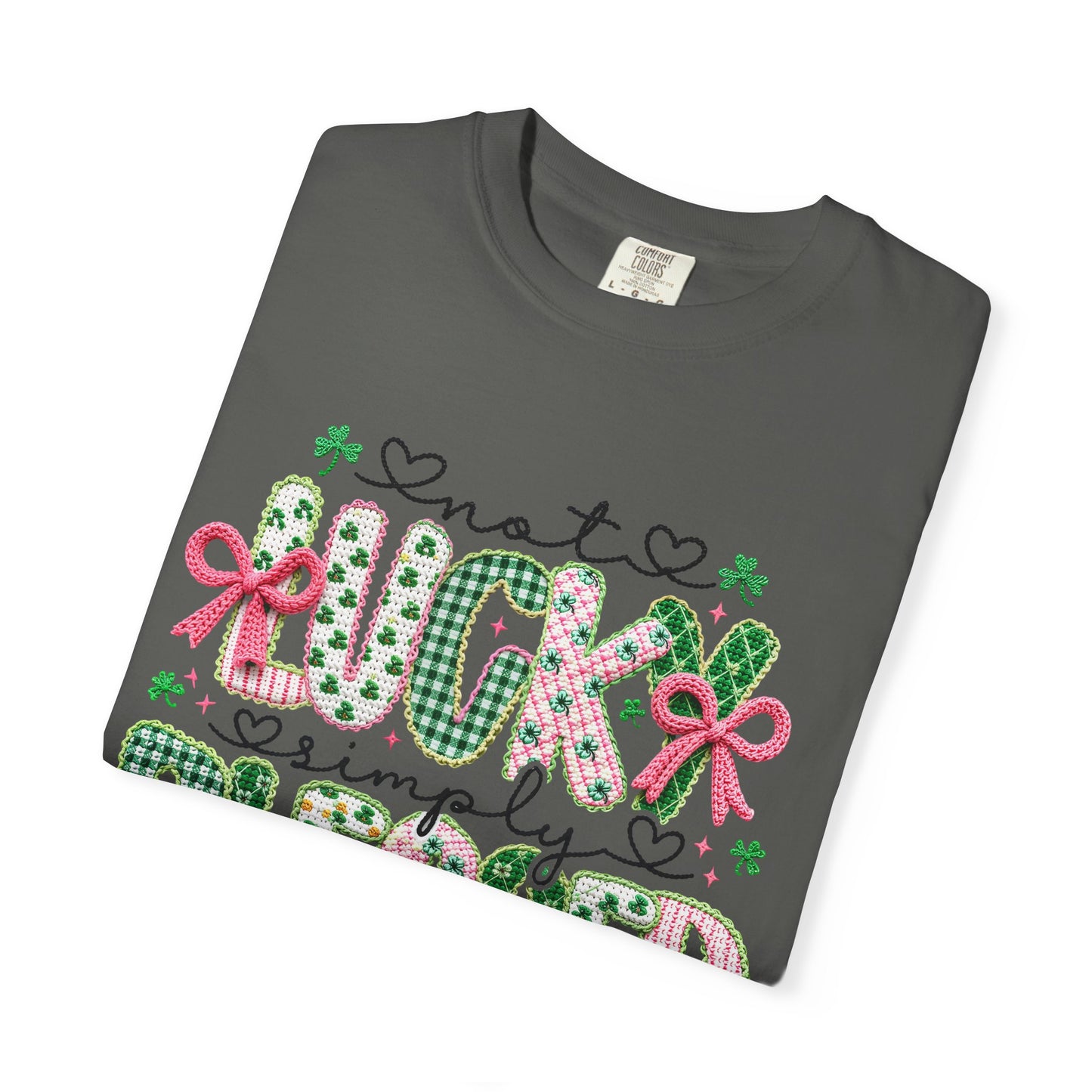 Not Lucky Simply Blessed Shirt | Christian St Patrick Day Tee ,Coquette  Pink  Bow Clover Plaid Ribbon Top, Romans 4:7-8 Faith Shirt