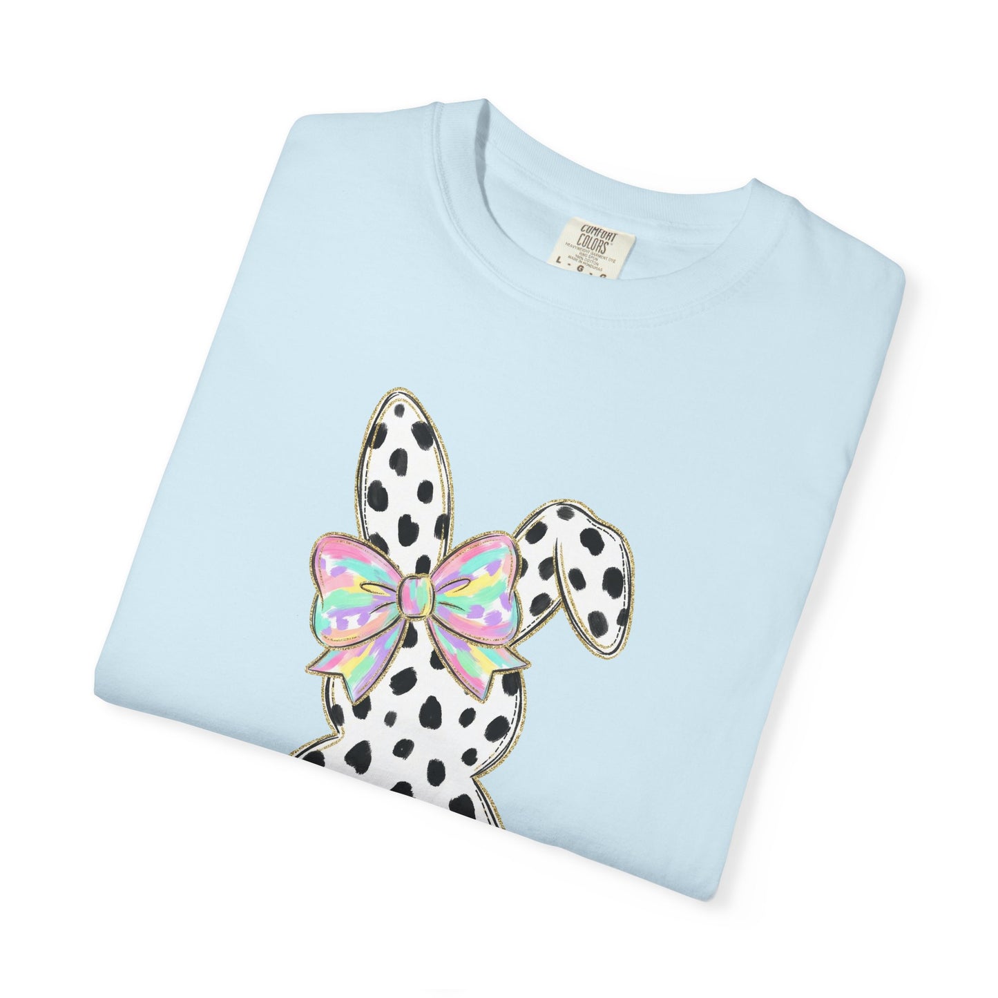 Polka Dot Bunny with Bow T-Shirt | Heart Patch Easter Tee