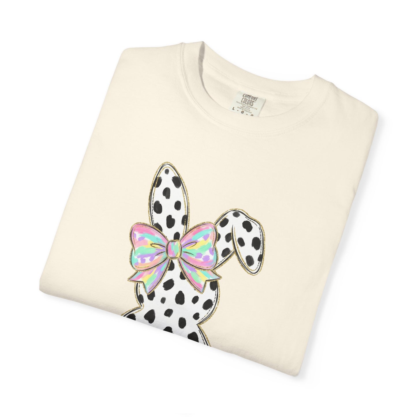 Polka Dot Bunny with Bow T-Shirt | Heart Patch Easter Tee