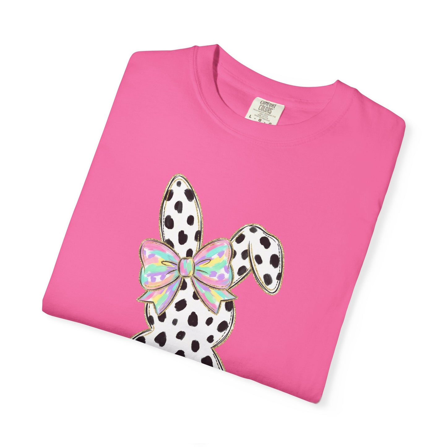Polka Dot Bunny with Bow T-Shirt | Heart Patch Easter Tee