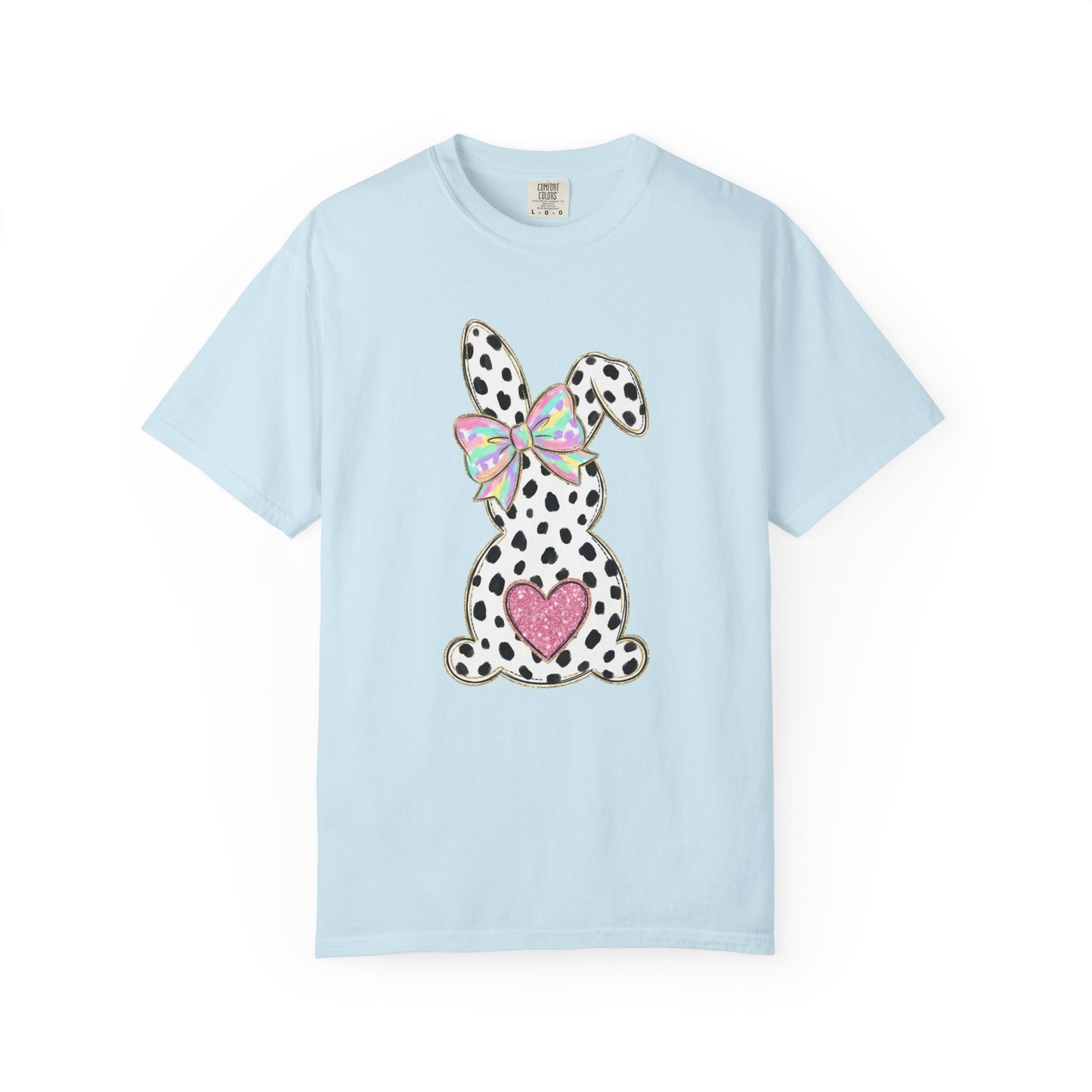 Polka Dot Bunny with Bow T-Shirt | Heart Patch Easter Tee
