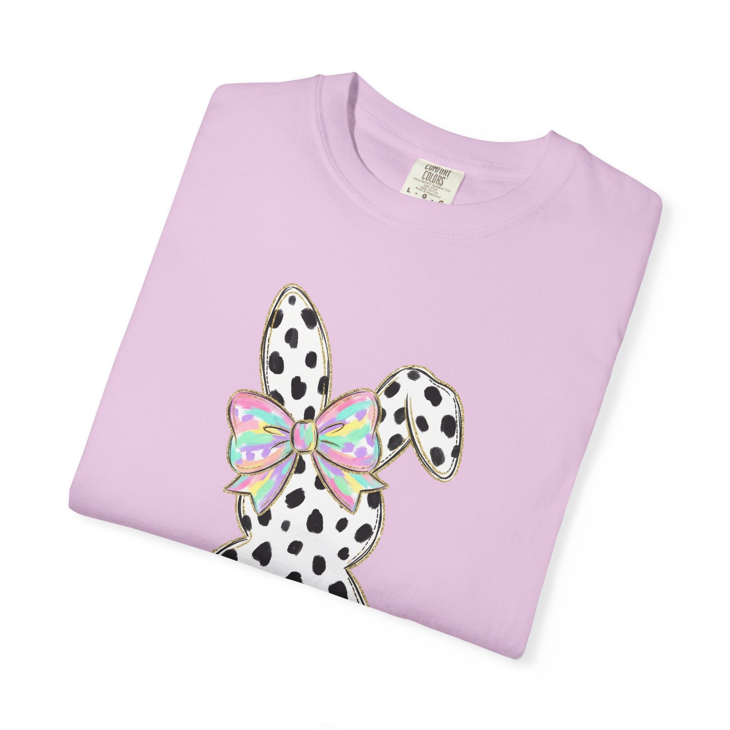 Polka Dot Bunny with Bow T-Shirt | Heart Patch Easter Tee