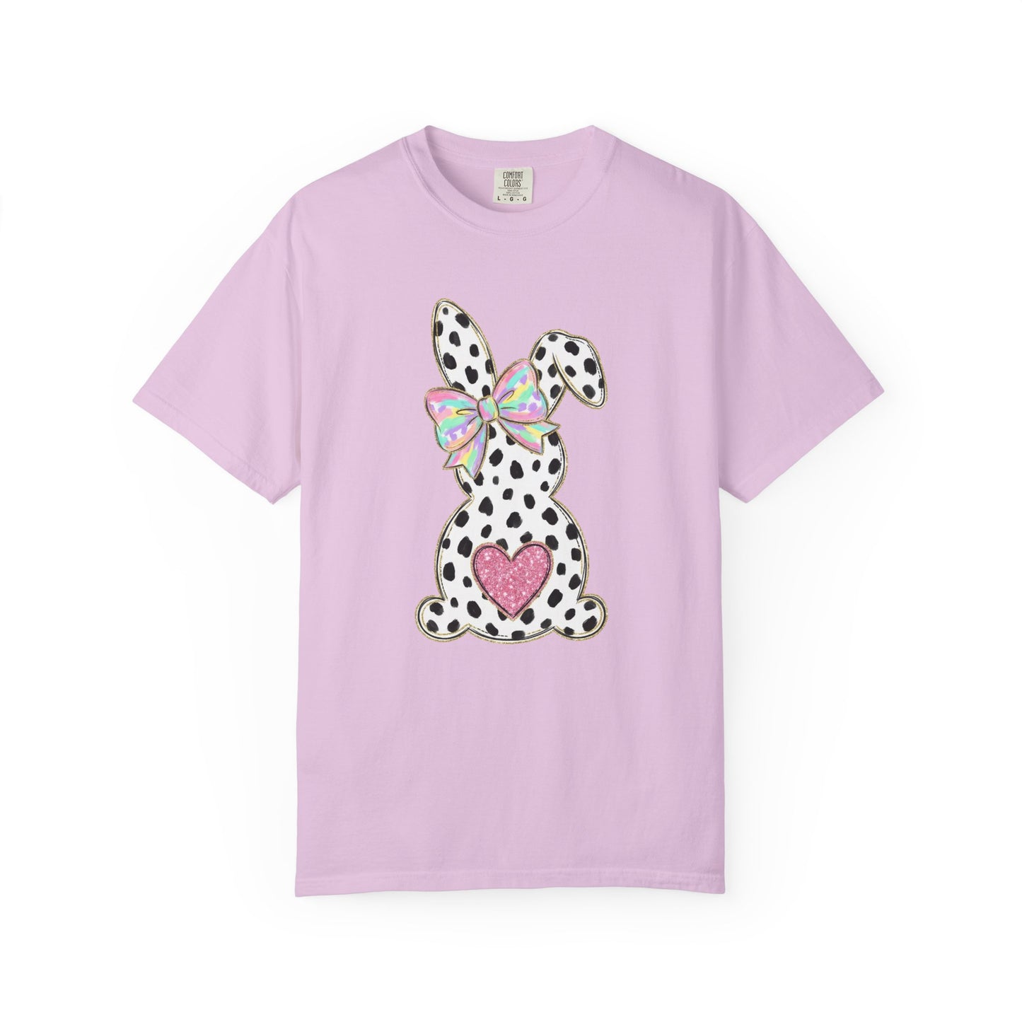Polka Dot Bunny with Bow T-Shirt | Heart Patch Easter Tee