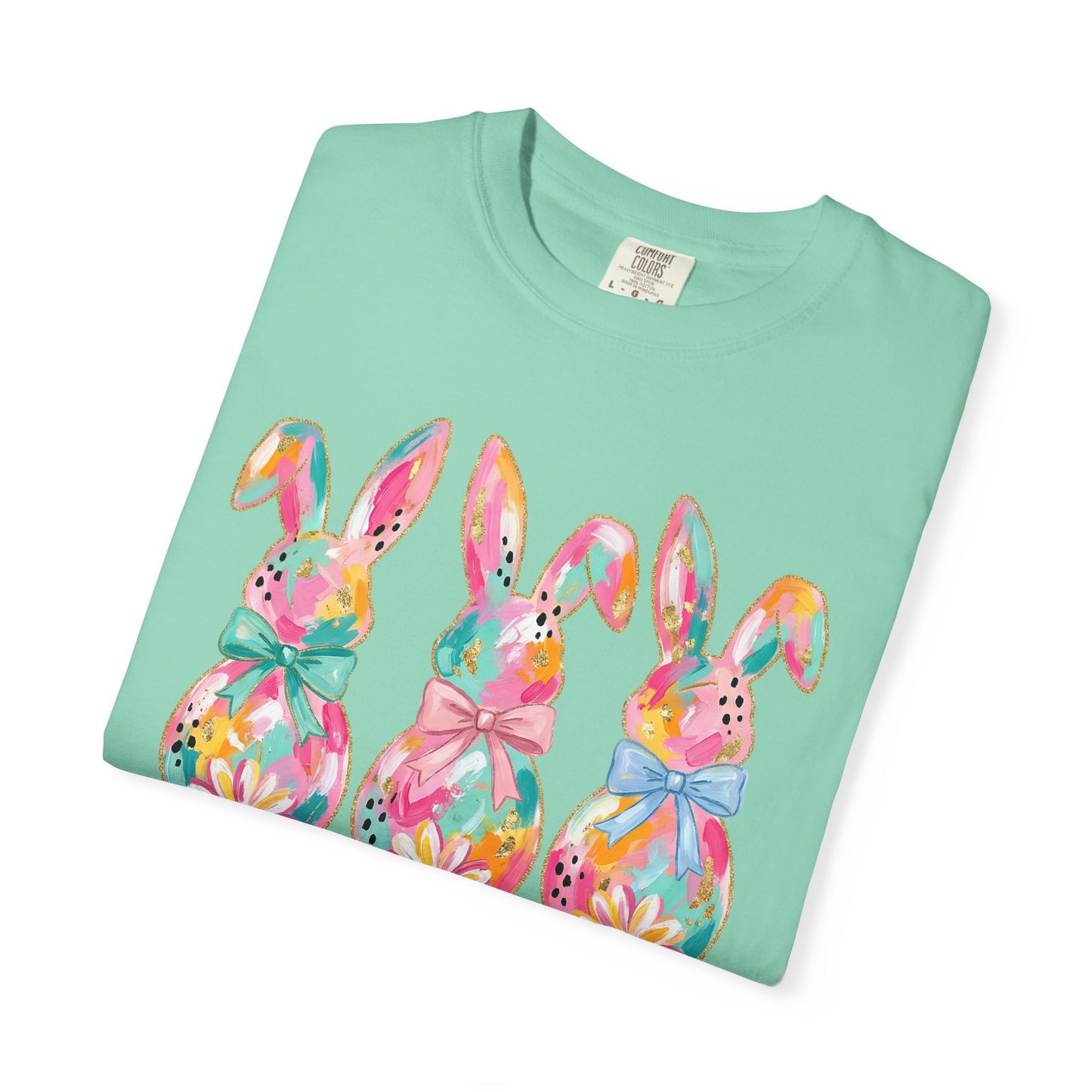 Colorful Watercolor Bunny Trio Happy Easter T-shirt | Easter Spring Tee