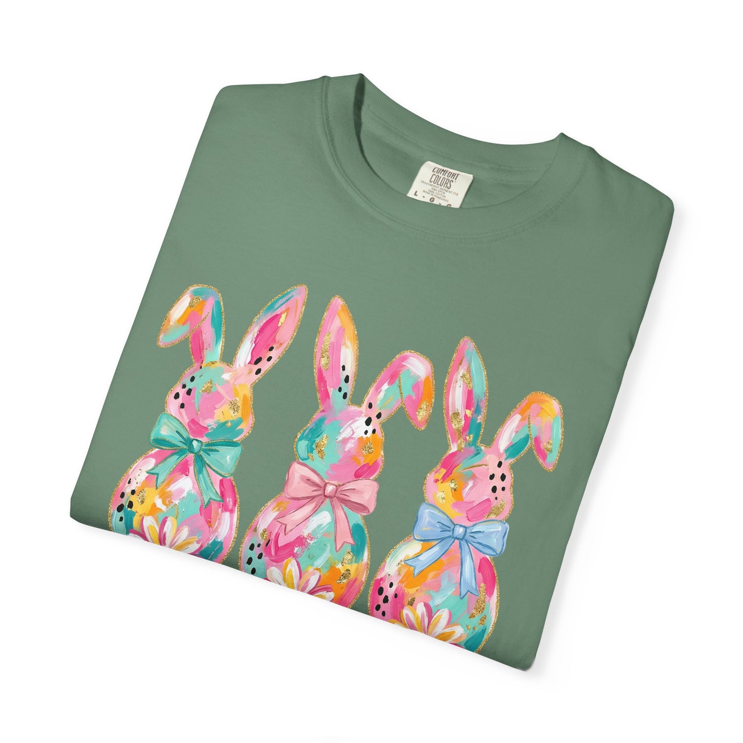 Colorful Watercolor Bunny Trio Happy Easter T-shirt | Easter Spring Tee